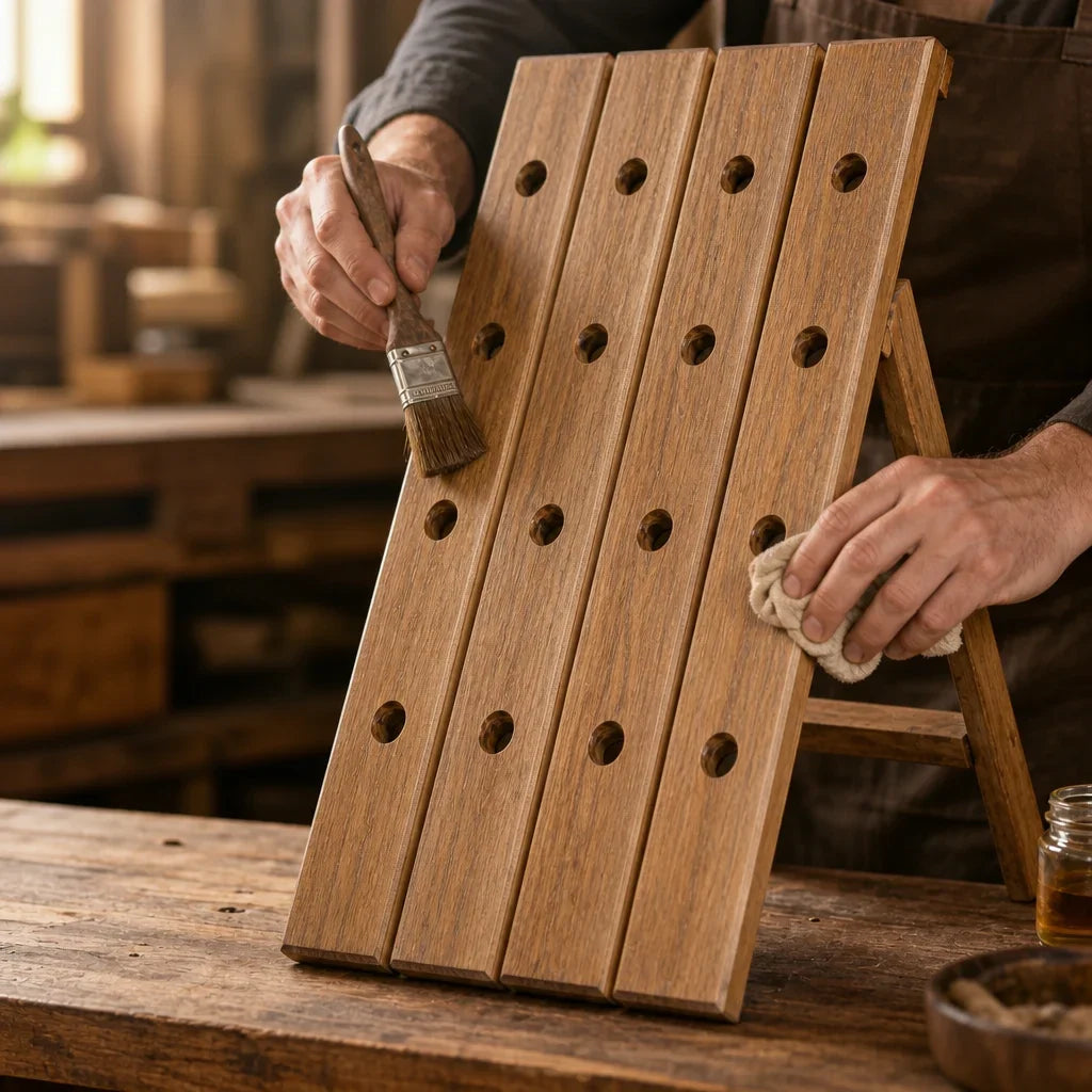 Fabrication à la main du casier La Mémoire en atelier