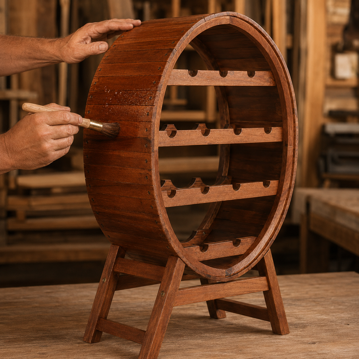 Casier à vin en acacia massif, 13 bouteilles · Le Tonneau