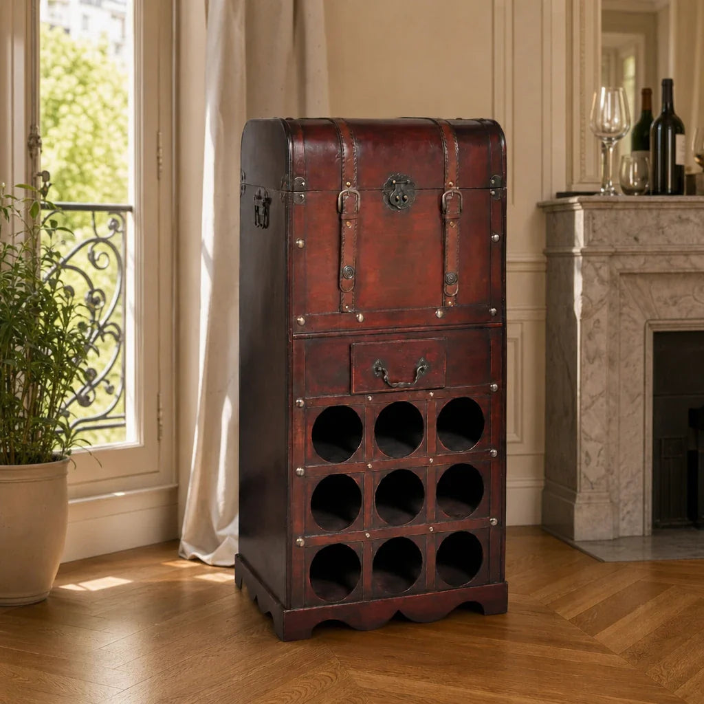 Casier à vin La Malle en situation dans un intérieur vintage