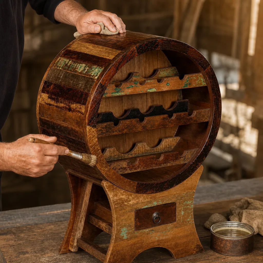 Détail du grain de l'acacia du casier Le Tonneau
